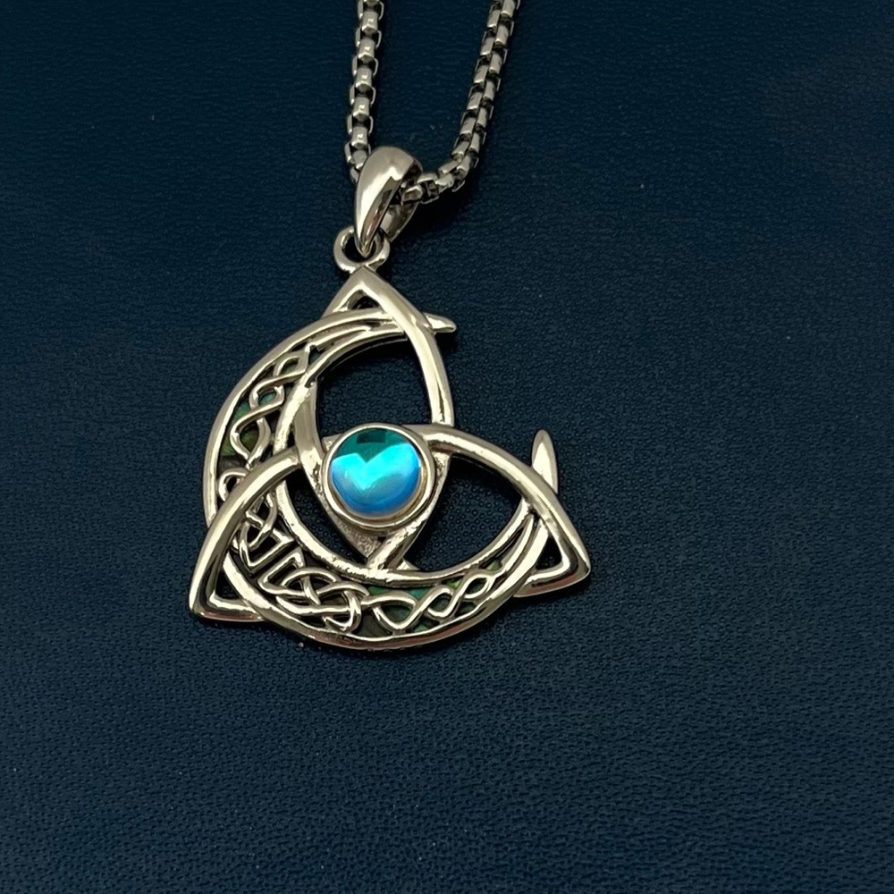 Celtic Knot Necklace with Blue Accent